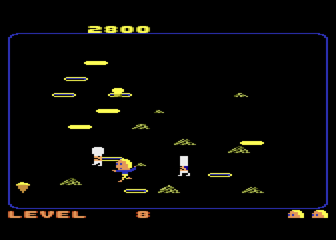 Food Fight Atari 7800 Screenshot: Don't let the chef catch you!
