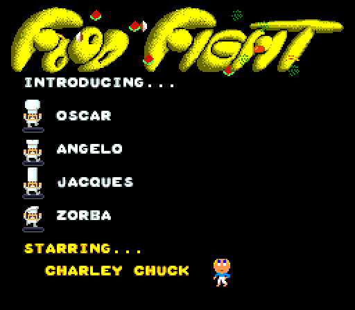 Food Fight Arcade Screenshot: Title screen.