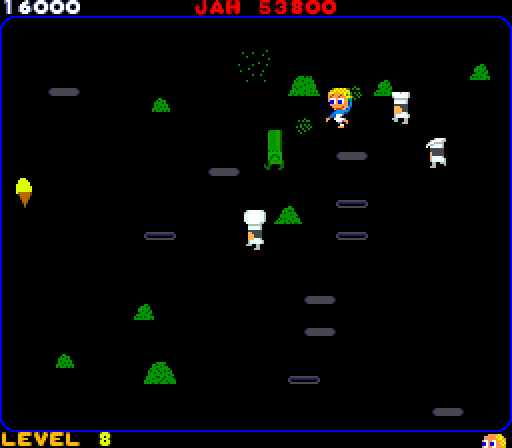 Food Fight Arcade Screenshot: Throw food at the enemy chefs!