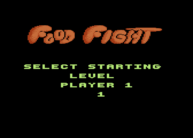 Food Fight Atari 8-bit Screenshot: Select starting level.
