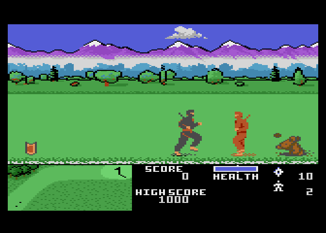 Ninja Golf Atari 7800 Screenshot: Ninjas attack!