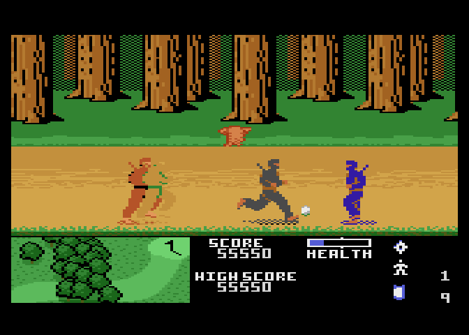 Ninja Golf Atari 7800 Screenshot: Running through the woods..
