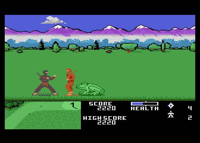 Ninja Golf Atari 7800 Screenshot: When you're in the rough, giant frogs appear!