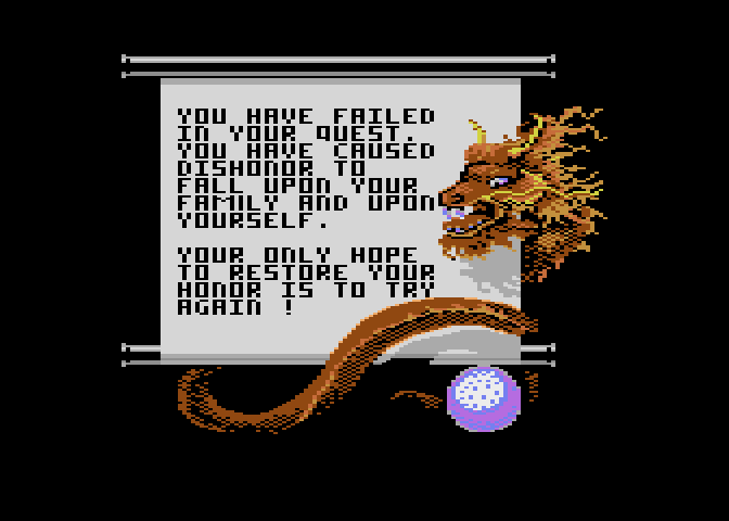 Ninja Golf Atari 7800 Screenshot: Game over.