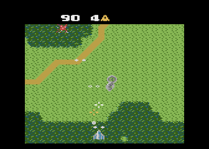 Xevious Atari 7800 Screenshot: Only a few enemies attack at first...