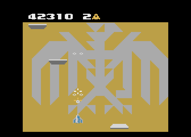 Xevious Atari 7800 Screenshot: The background scenery varies from time to time.