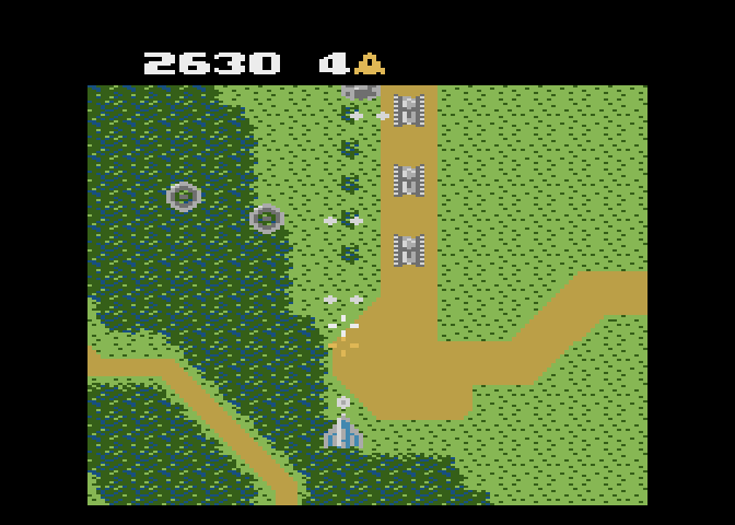 Xevious Atari 7800 Screenshot: Watch out for these tanks...