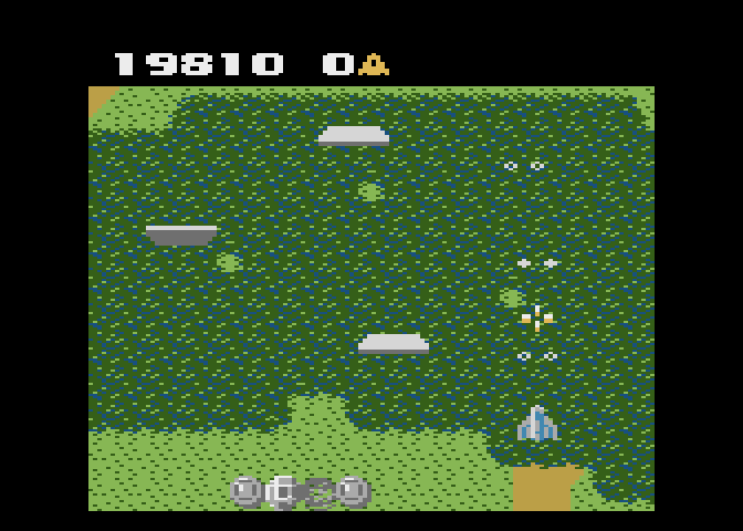 Xevious Atari 7800 Screenshot: These shields can't be destroyed, just avoid them...