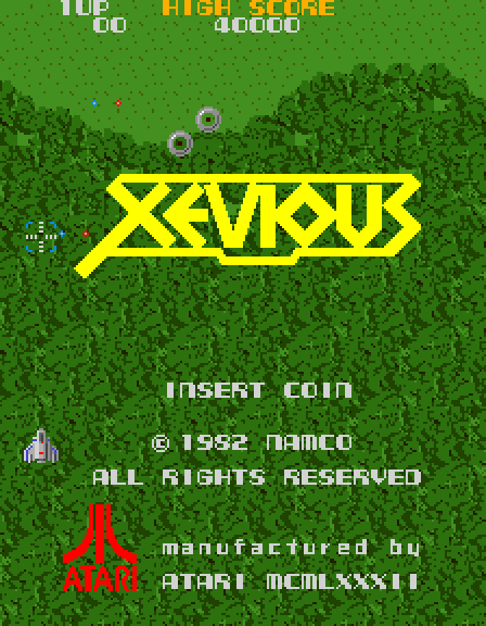 Xevious Arcade Screenshot: Game attract mode (U.S. version).