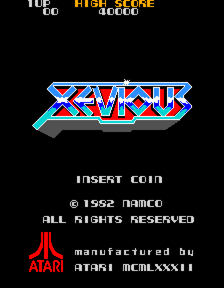 Xevious Arcade Screenshot: Title screen (U.S. version).