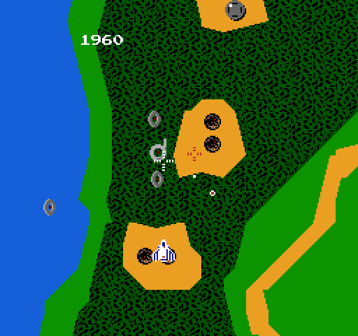 Xevious NES / Famicom Screenshot: Bomb the ground targets before they shoot at you!