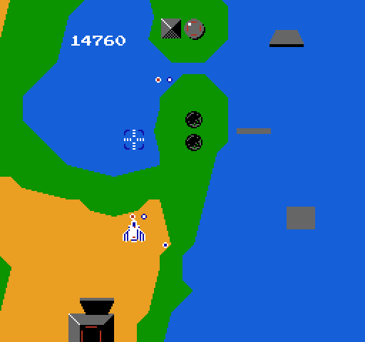 Xevious NES / Famicom Screenshot: Flight continues, more targets appear...