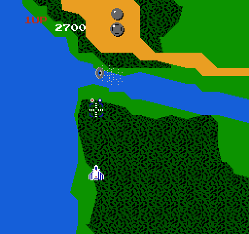 Xevious NES / Famicom Screenshot: The terrain in the game is varied, but doesn't have much impact on the game.