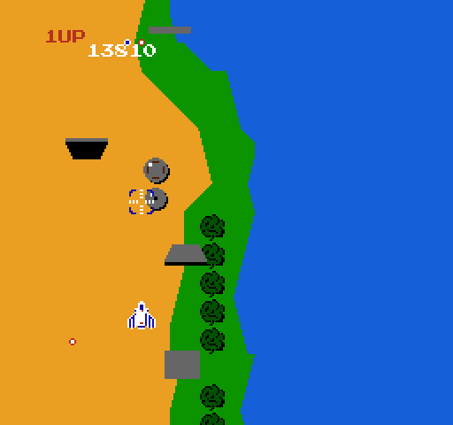Xevious NES / Famicom Screenshot: Attempting to destroy a ground target...