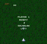 Xevious for NES / Famicom - Game start.