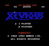 Xevious for NES / Famicom - Title screen (Japanese version).
