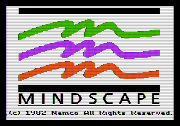 Xevious Apple II Screenshot: MIndscape logo screen.