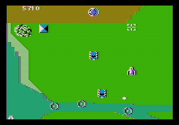 Xevious Apple II Screenshot: Carefull, don't get shot from behind!