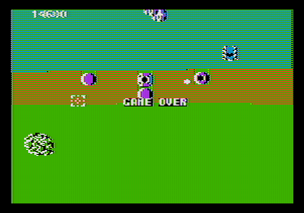 Xevious Apple II Screenshot: Game over.