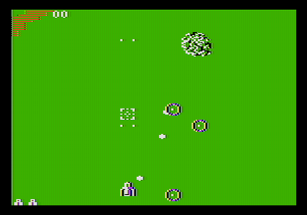 Xevious Apple II Screenshot: Game start.