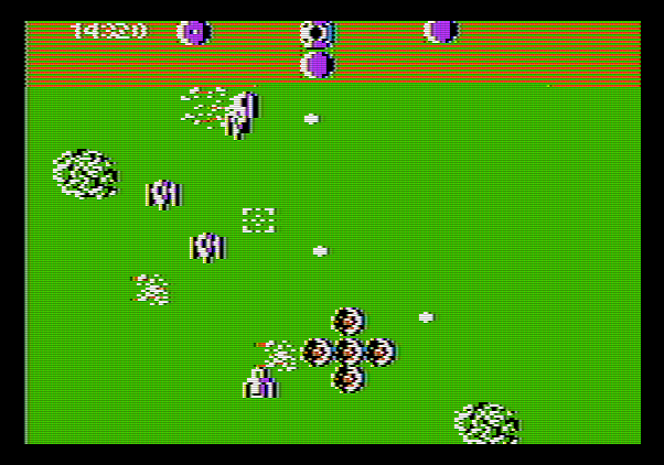 Xevious Apple II Screenshot: Blasting opponents!