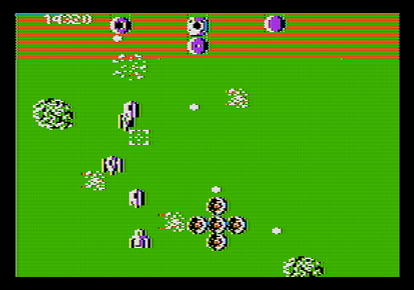 Xevious Apple II Screenshot: Enemy attack chaos!