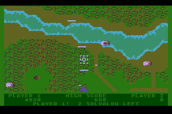 Xevious Atari 5200 Screenshot: The scenery continues to scroll below...