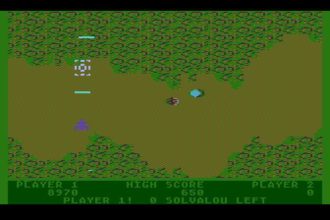Xevious Atari 5200 Screenshot: Enemies attack from the ground and air...