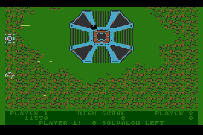 Xevious Atari 5200 Screenshot: A large enemy...and I've been hit!