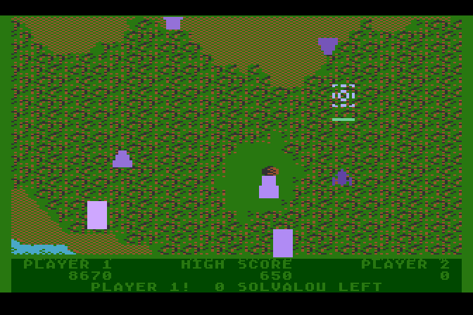 Xevious Atari 5200 Screenshot: Rotating plates appear...they are indestructible.