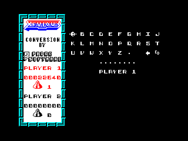 Xevious ZX Spectrum Screenshot: Game over; it's a new high score!
