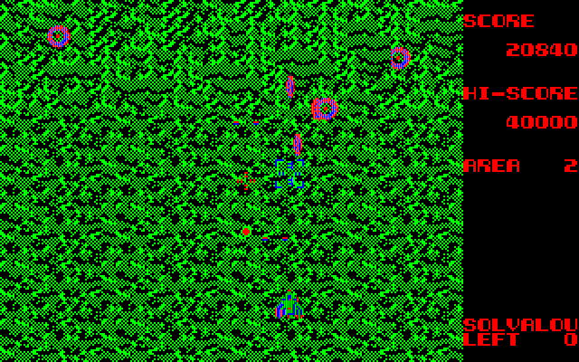 Xevious Fujitsu FM-7 Screenshot: I'm in Area 2 now...