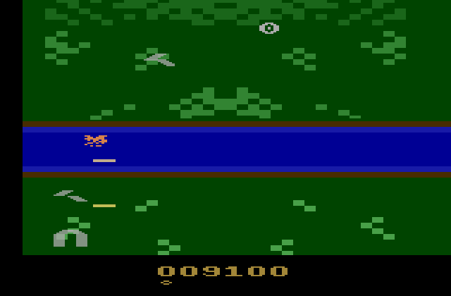 Xevious Atari 2600 Screenshot: Crossing a river...