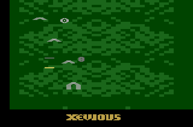 Xevious Atari 2600 Screenshot: Title screen and game demo.