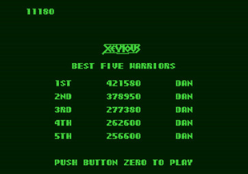 Xevious for Apple II - High scores.