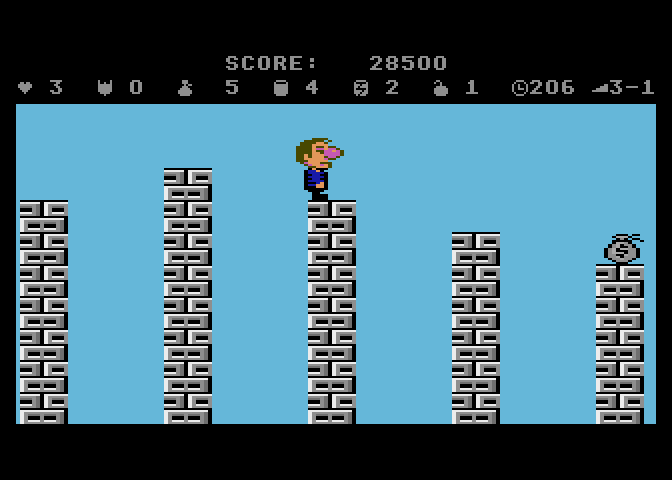 Scrapyard Dog Atari 7800 Screenshot: Careful jumping is crucial...