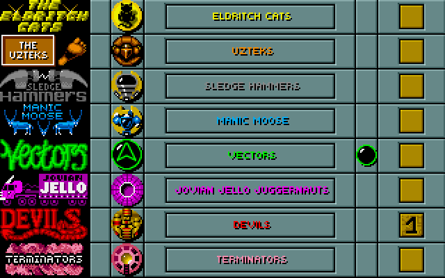 Projectyle Amiga Screenshot: Selecting teams for each player.