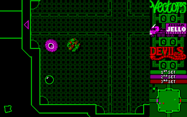 Projectyle Amiga Screenshot: Players first need to knock the projectyle into an adjacent room in order to score.