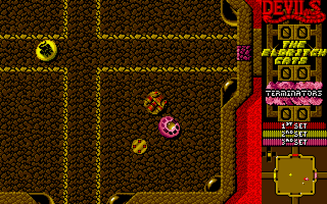 Projectyle Amiga Screenshot: Chasing the projectyle into a corner...