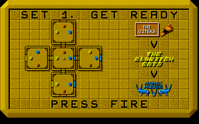 Projectyle Amiga Screenshot: Each teams home field has a different design and color scheme.