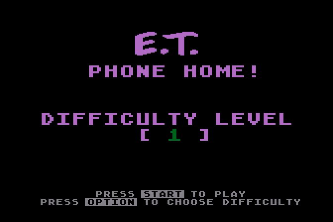 E.T. Phone Home! Atari 8-bit Screenshot: Setting difficulty level.
