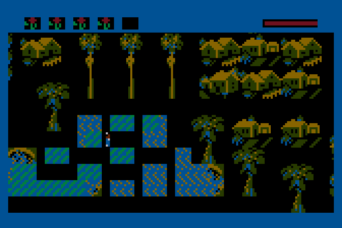 E.T. Phone Home! Atari 8-bit Screenshot: Exlporing the area...
