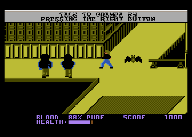 Midnight Mutants Atari 7800 Screenshot: Zombies and bats attack!