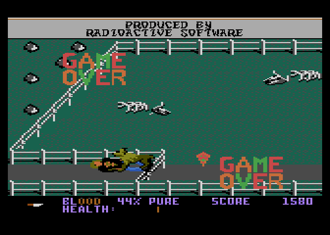 Midnight Mutants Atari 7800 Screenshot: Game over.
