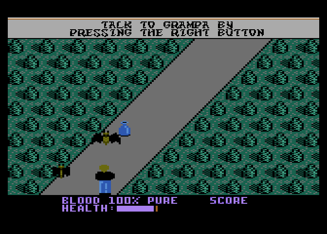 Midnight Mutants Atari 7800 Screenshot: Initially your only defense against bats is to avoid them...