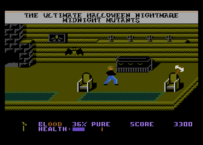 Midnight Mutants Atari 7800 Screenshot: I found an axe! Useful defense against zombies...