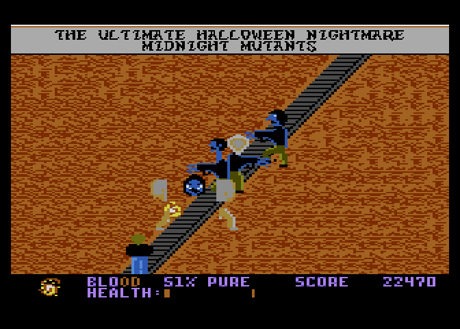 Midnight Mutants Atari 7800 Screenshot: This path is narrow, no choice but to defeat enemies...