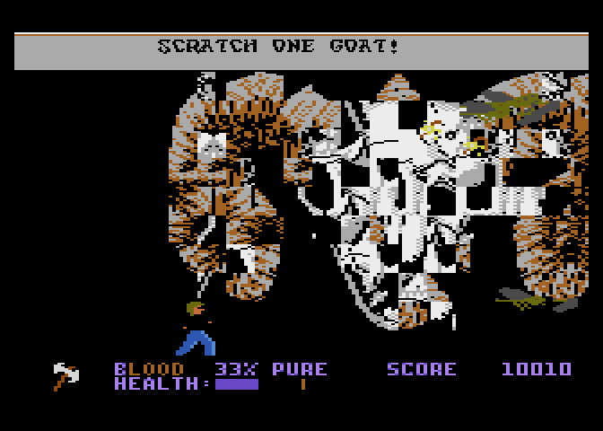 Midnight Mutants Atari 7800 Screenshot: Scratch one goat! Boss defeated...