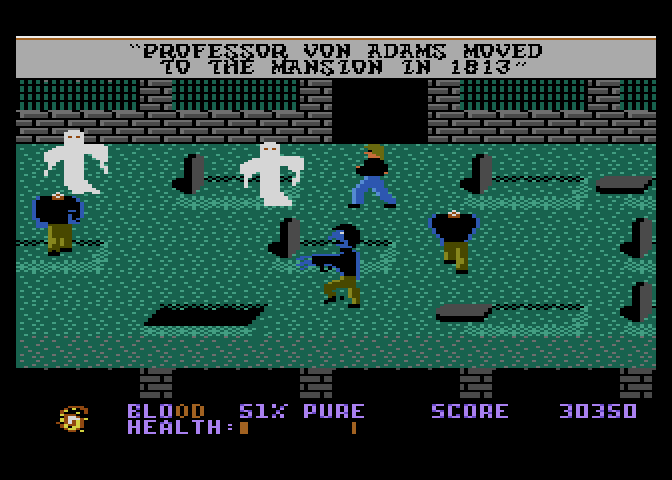 Midnight Mutants Atari 7800 Screenshot: This graveyard is dangerous!