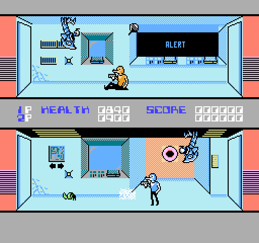 Xenophobe NES / Famicom Screenshot: Two player game in progress...